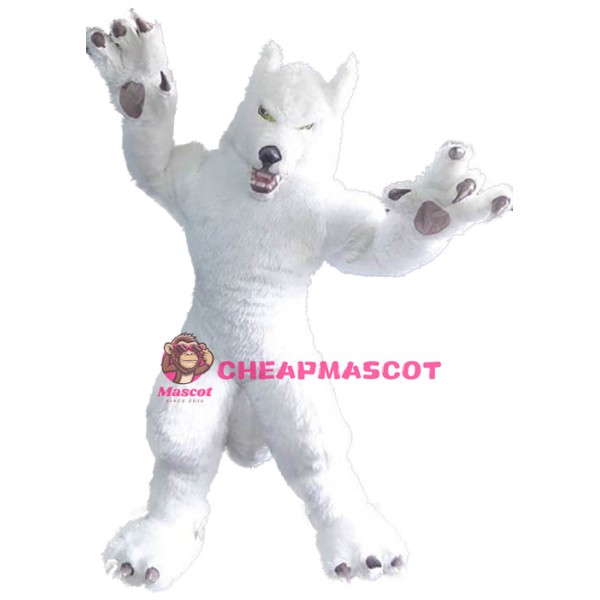 White Wild Wolf Mascot Costume