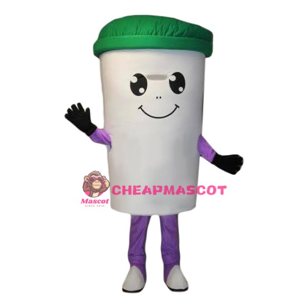 White Recycle Cup Mascot Costume