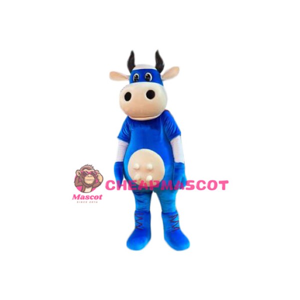 Superb Blue Cow Mascot Costume