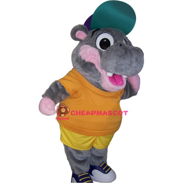Friendly College Hippo Mascot Costume