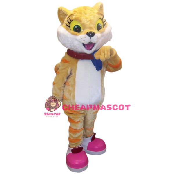 Superb Cute Yellow Cat Mascot Costume