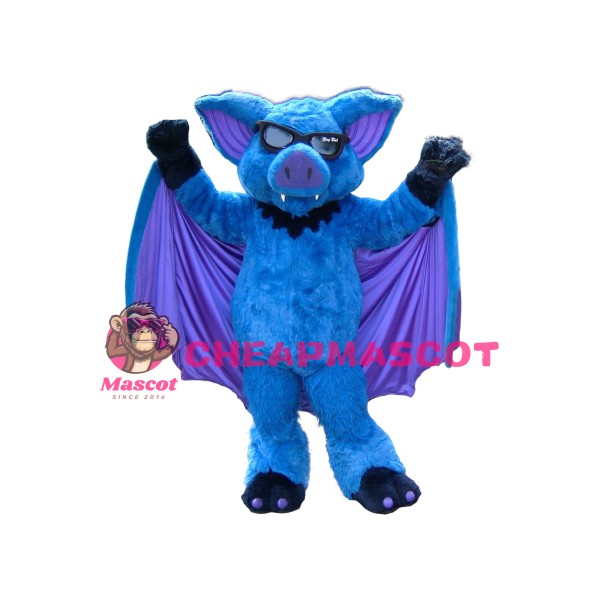 Blue Bat Mascot Costume