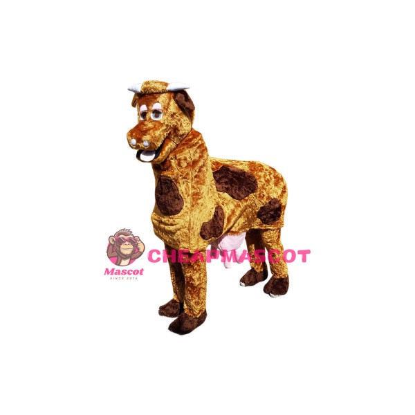 Brown & White Two-Man Cow Mascot Costume