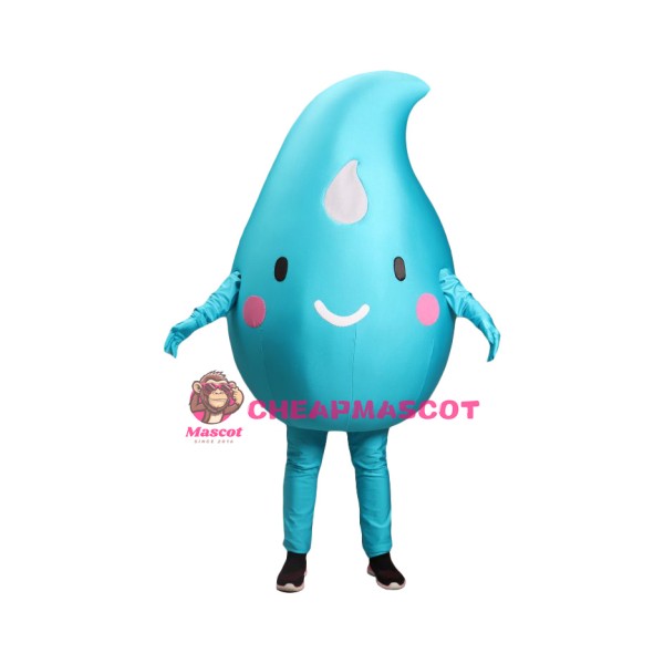 Happy Blue Water Drop Mascot Costume