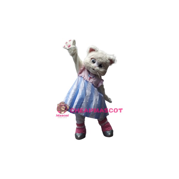 Lovely White Cat Mascot Costume
