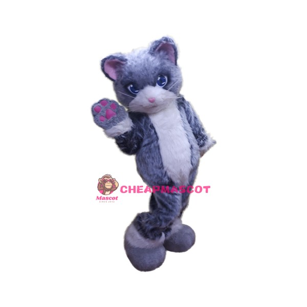 Superb Lovely Grey & White Cat Mascot Costume
