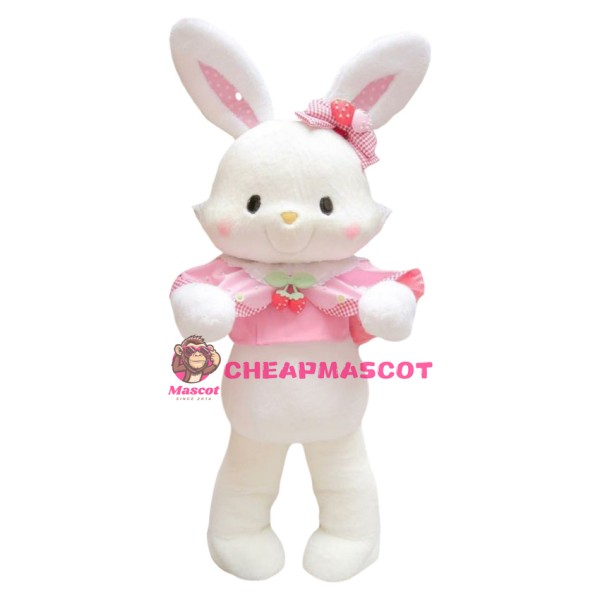 Lovely Pink White Rabbit Mascot Costume