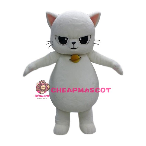 Fierce White Cat Mascot Costume