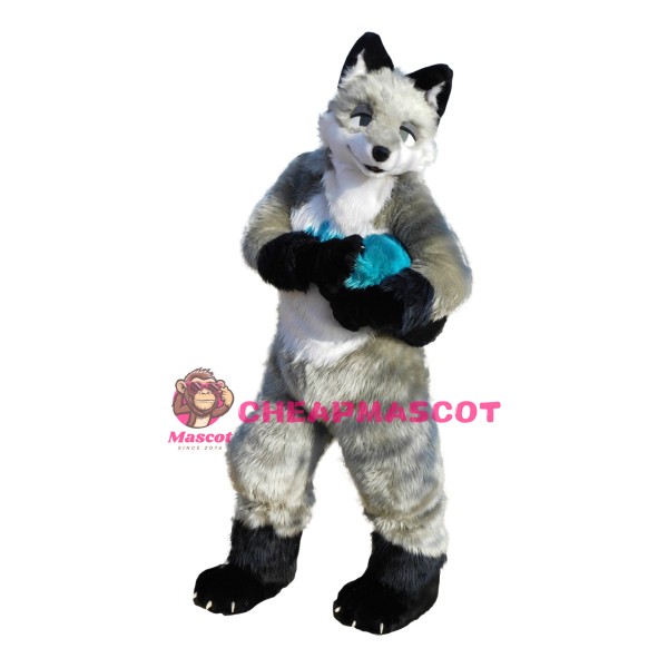Superb Friendly Grey Wolf Mascot Costume