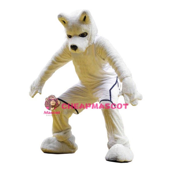 College White Sport Wolf Mascot Costume