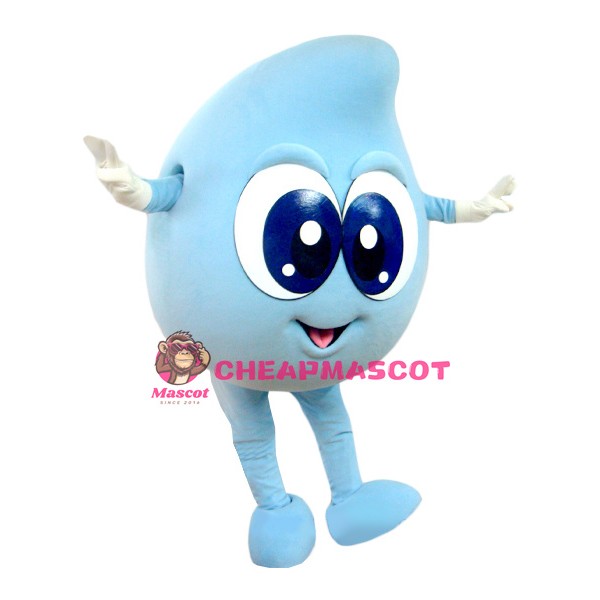 Happy Lightweight Blue Water Drop Mascot Costume