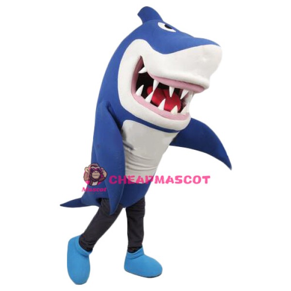 Superb Blue & White Shark Mascot Costume