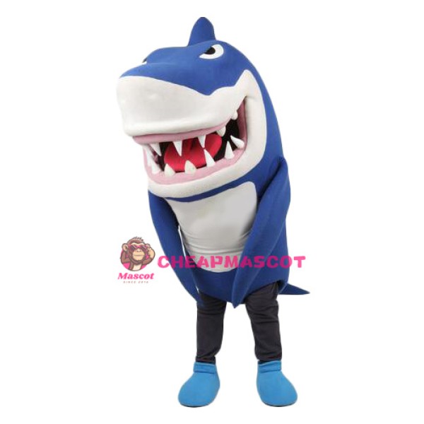 Superb Blue & White Shark Mascot Costume