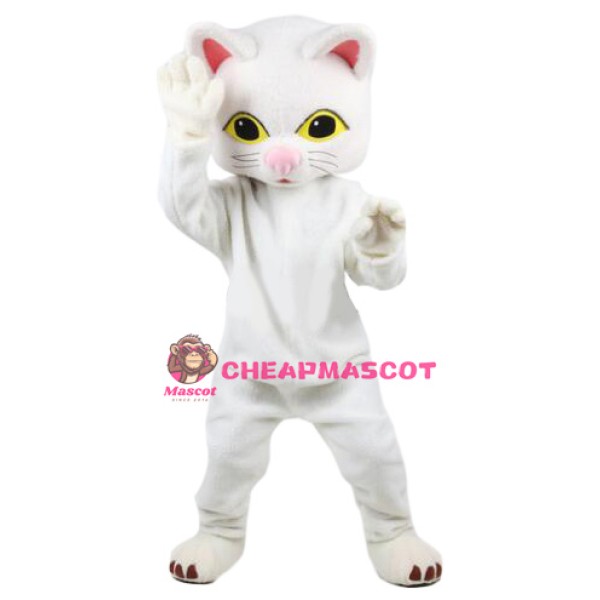 Lovely Lightweight White Cat Mascot Costume