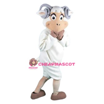 Friendly White Sheep Mascot Costume