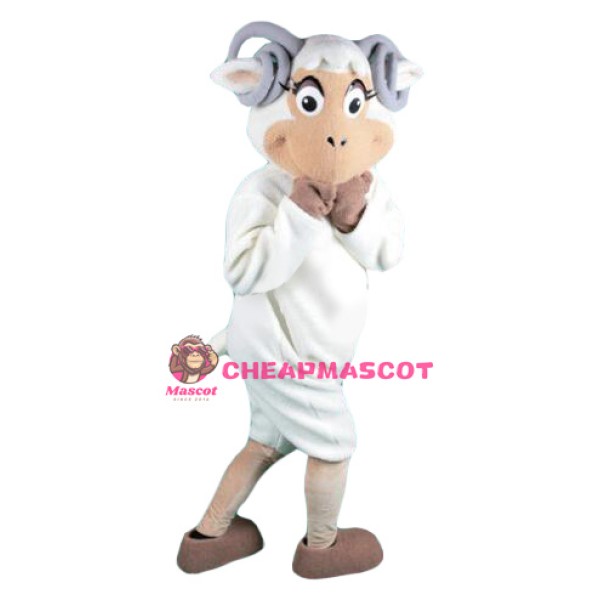 Friendly White Sheep Mascot Costume