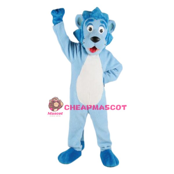 Lovable Blue Lion Mascot Costume