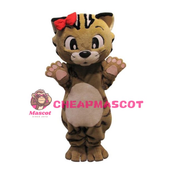 Happy Brown Cat Mascot Costume