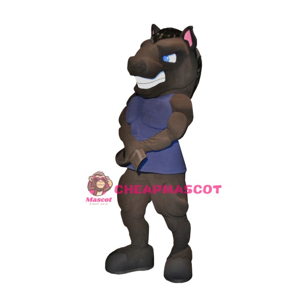 Power Muscular Black Horse Mascot Costume