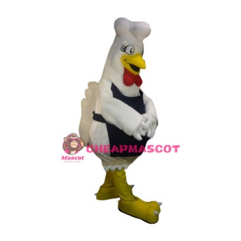 Chef White Chicken Mascot Costume
