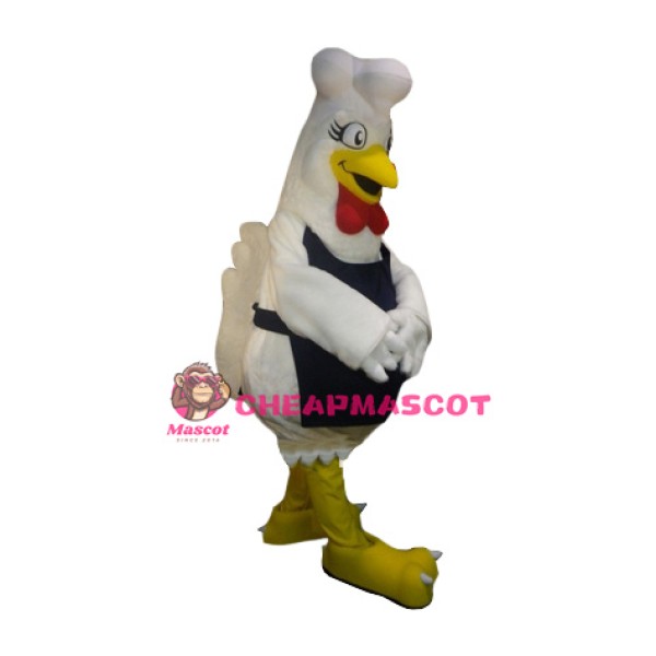 Chef White Chicken Mascot Costume