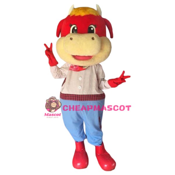 Superb Red Cow Mascot Costume