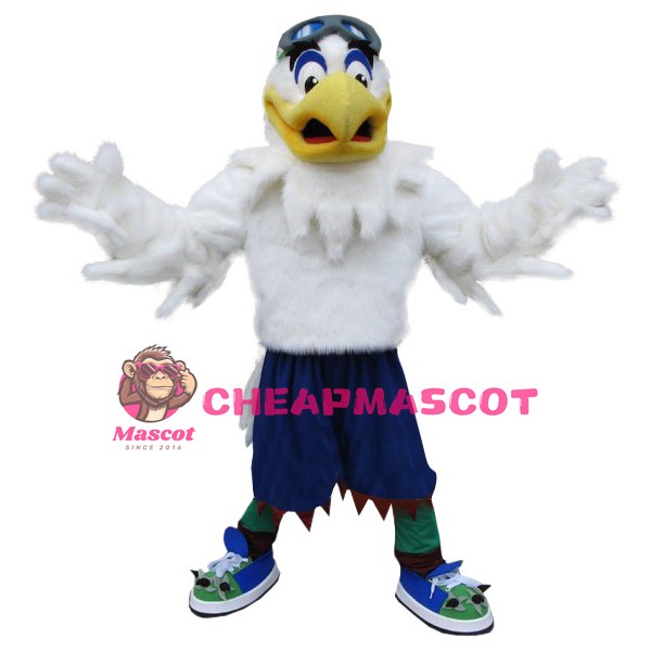 Friendly White Eagle Mascot Costume