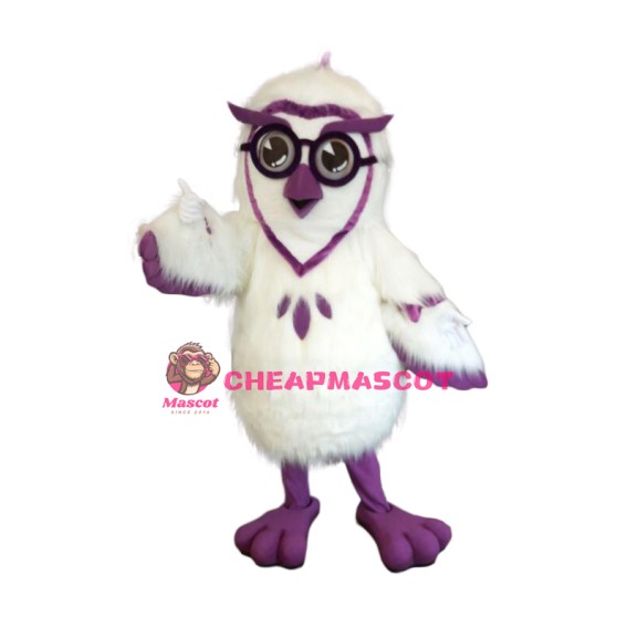 Purple & White Owl Mascot Costume