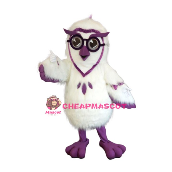 Purple & White Owl Mascot Costume