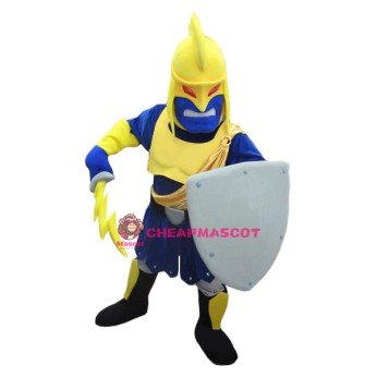 Fierce Blue & Yellow Knight Mascot Costume
