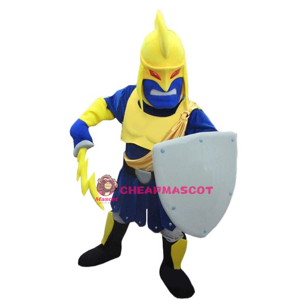 Fierce Blue & Yellow Knight Mascot Costume