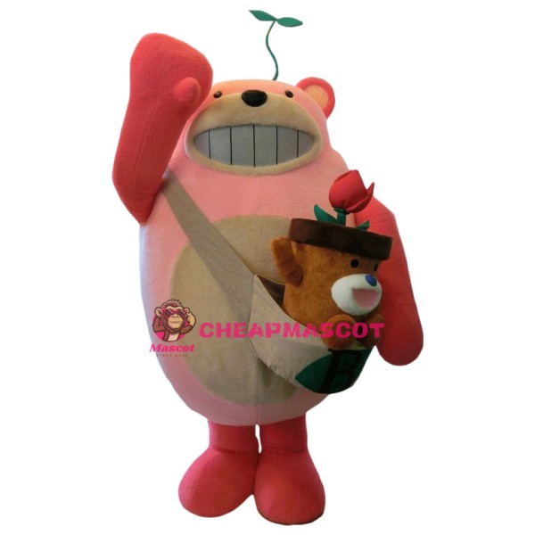 Happy Pink Bear Mascot Costume