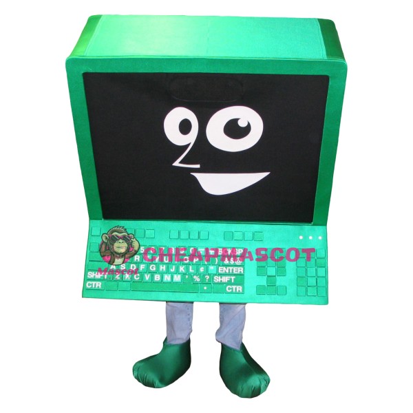 Green Computer Mascot Costume