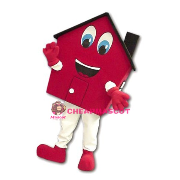 Friendly Red House Mascot Costume