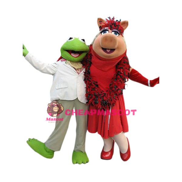 Kermit Frog and Miss Piggy Mascot Costume
