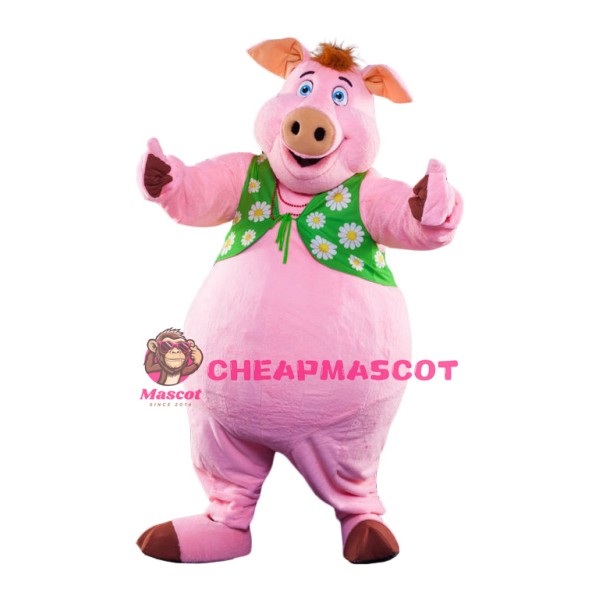 Superb Pink Pig Boy Mascot Costume