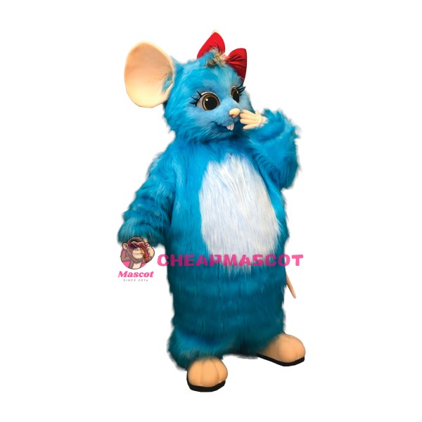 Friendly Blue Mouse Mascot Costume