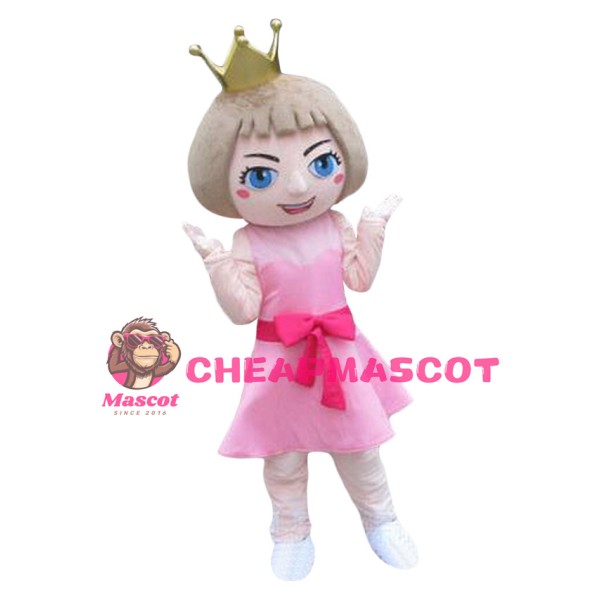 Cute Pink Dress Doll Girl Mascot Costume