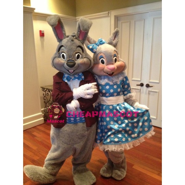 Superb Bunny Couple Mascot Costume