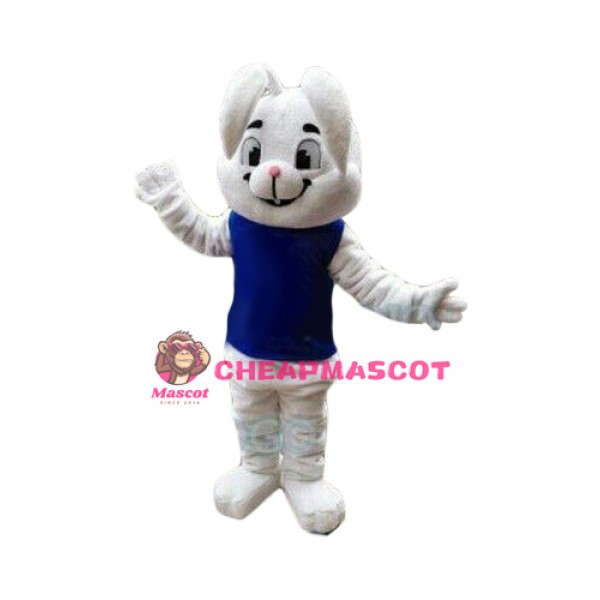 Happy White Rabbit Bunny Mascot Costume