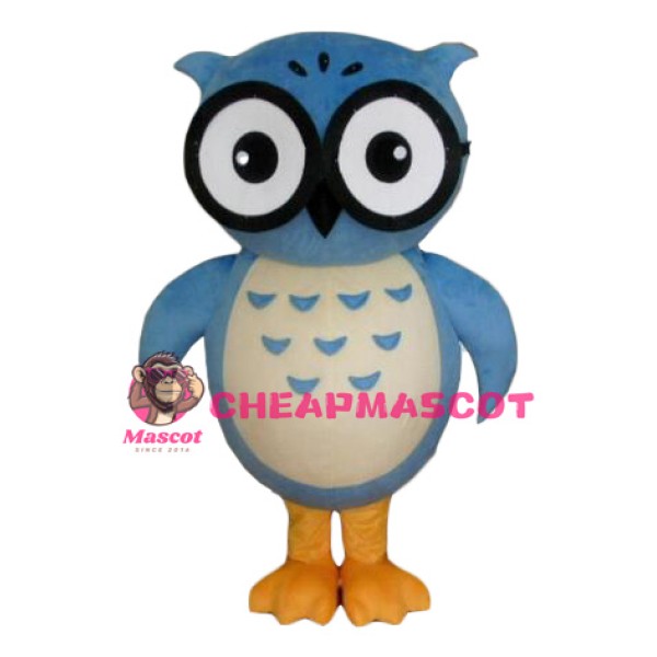Friendly Lightweight Blue Owl Mascot Costume