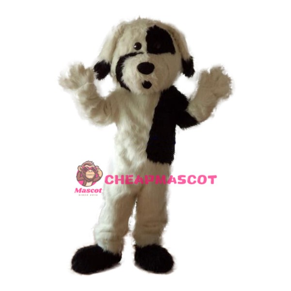 Lovely White & Black Dog Mascot Costume
