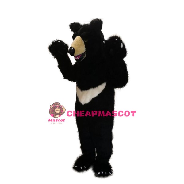 Friendly Realistic Black Bear Mascot Costume