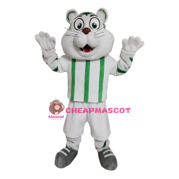 White & Green Tiger Mascot Costume