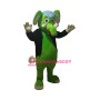Happy Green Elephant Mascot Costume