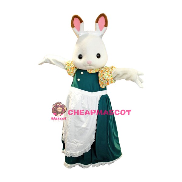 Happy White Deluxe Bunny Mascot Costume