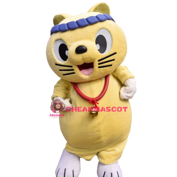 Friendly Yellow Cat Mascot Costume
