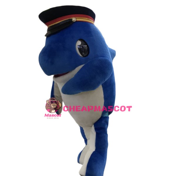 Blue Police Dolphin Mascot Costume