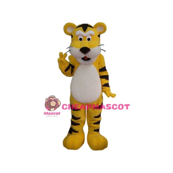 Cute Yellow Tiger Mascot Costume