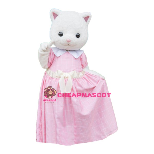 Lovely lightweight Cat Mascot Costume With Pink Dress